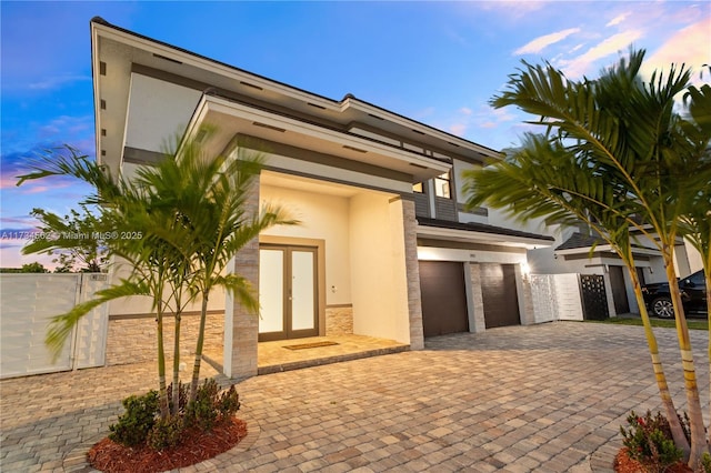 exterior space featuring a garage