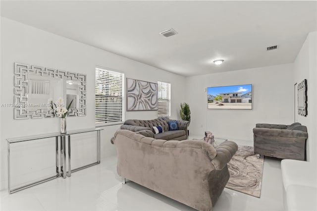 view of tiled living room