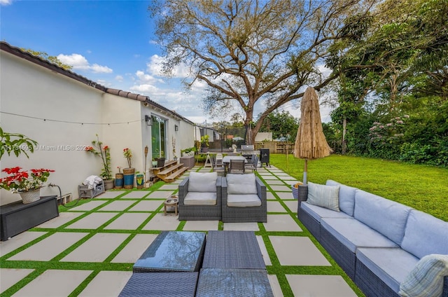 view of patio / terrace with an outdoor hangout area