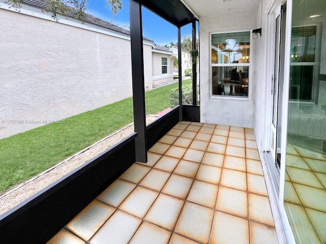 view of unfurnished sunroom