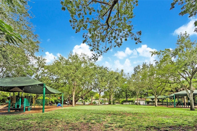 view of yard featuring a playground