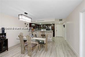 dining room with light hardwood / wood-style floors