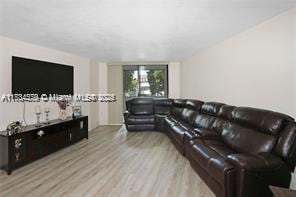 living room with light wood-type flooring