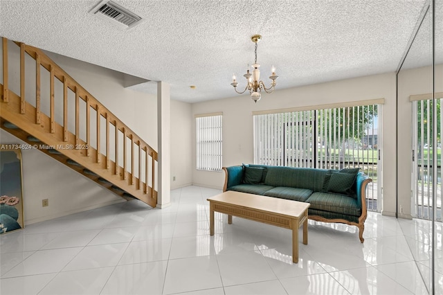 10836 Cypress Glen Dr, Coral Springs, FL 33071 - tiled living room featuring an inviting chandelier