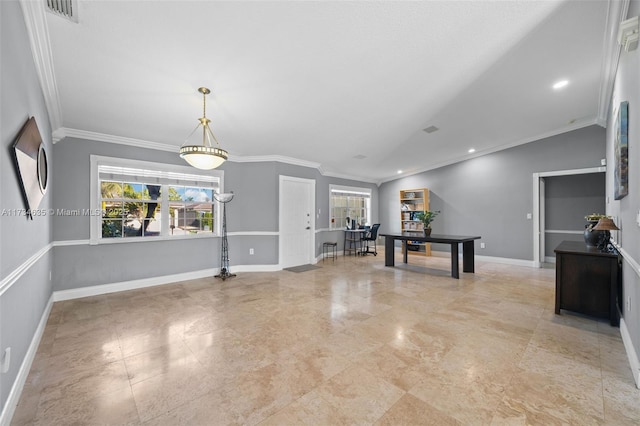 interior space with crown molding