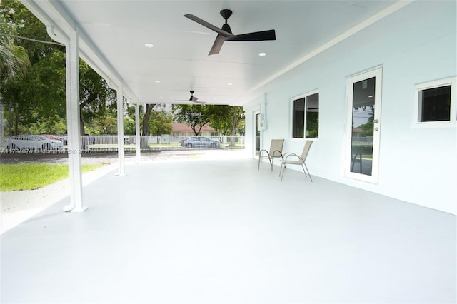 view of patio / terrace featuring ceiling fan