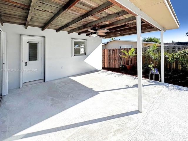 view of patio with ceiling fan