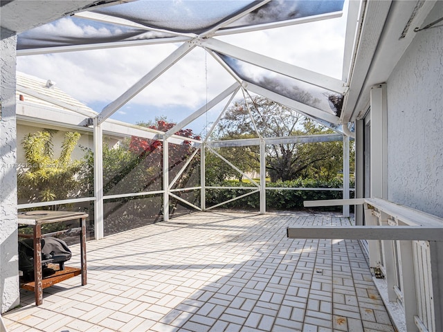 view of patio / terrace with glass enclosure