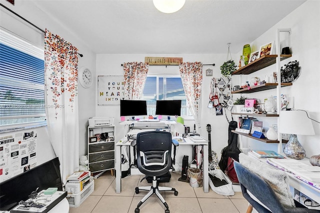 office space featuring light tile patterned flooring