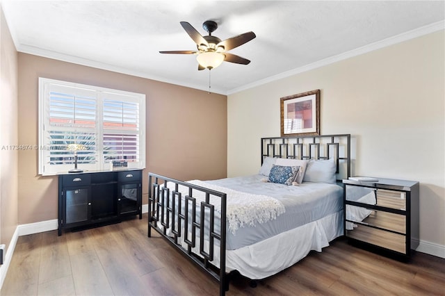 2851 Somerset Dr Unit 415, Lauderdale Lakes, FL 33311 - bedroom with wood finished floors, baseboards, crown molding, and a ceiling fan