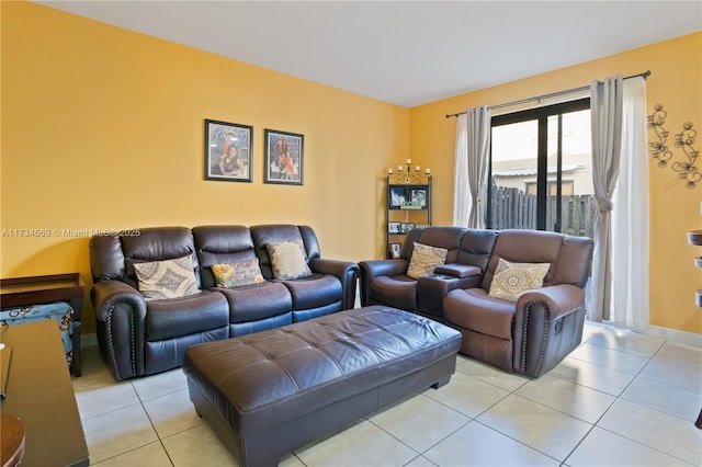 living room with light tile patterned floors