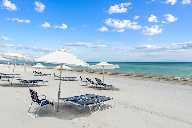 property view of water featuring a view of the beach