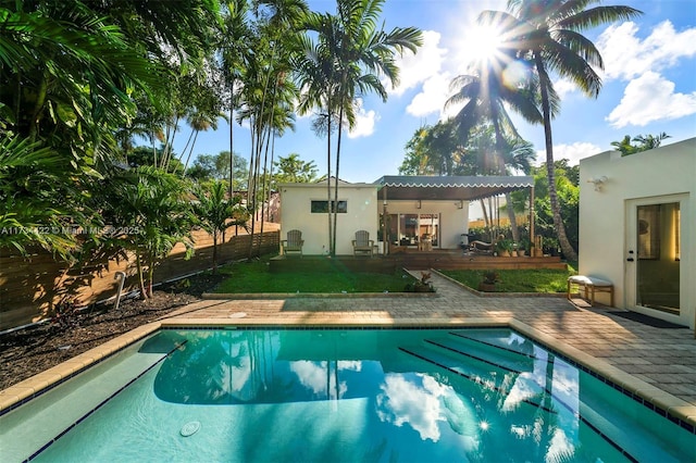 view of pool with a pergola and a patio