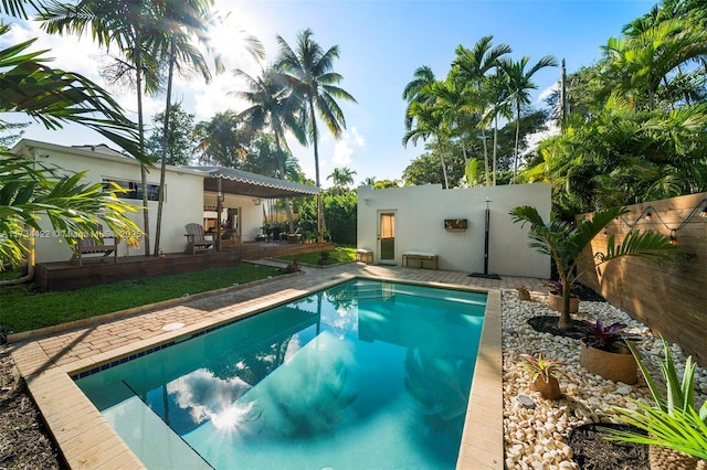 view of swimming pool with a pergola and a patio area