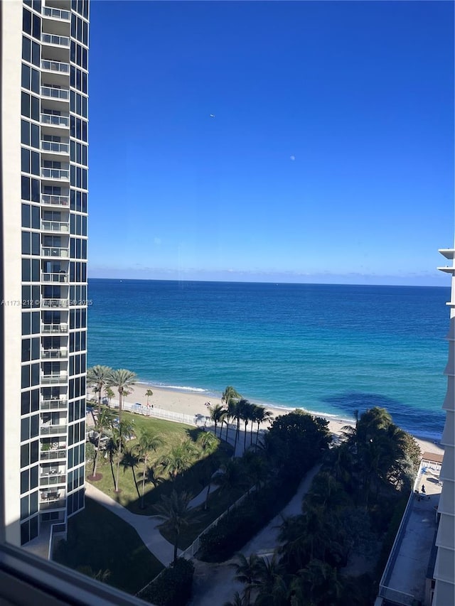 view of water feature featuring a view of the beach