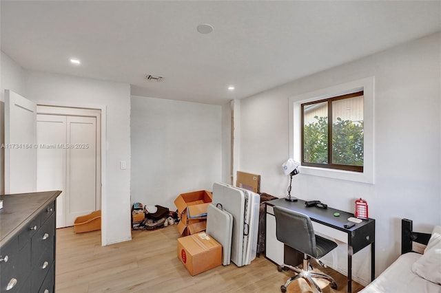 office featuring light hardwood / wood-style flooring