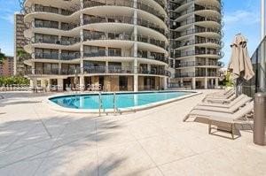 view of pool featuring a patio area