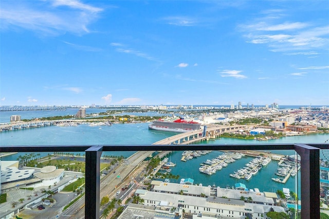 view of water feature featuring a city view