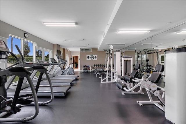 workout area featuring visible vents