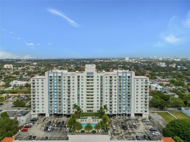aerial view featuring a city view