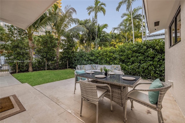 view of patio featuring an outdoor hangout area