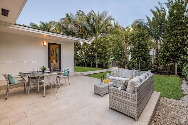 view of patio featuring an outdoor living space