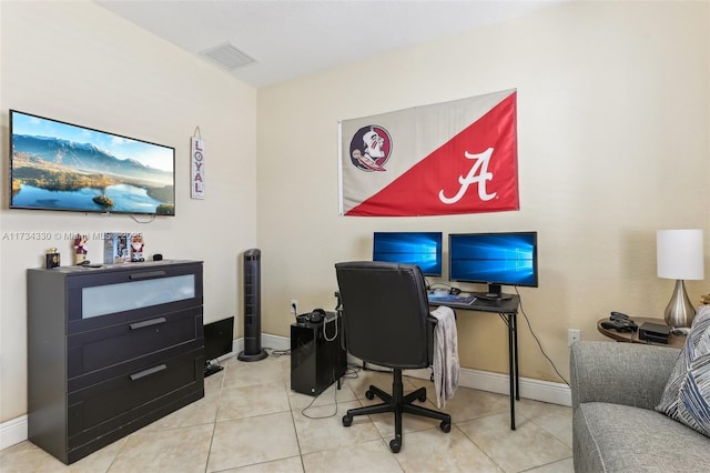 view of tiled office space