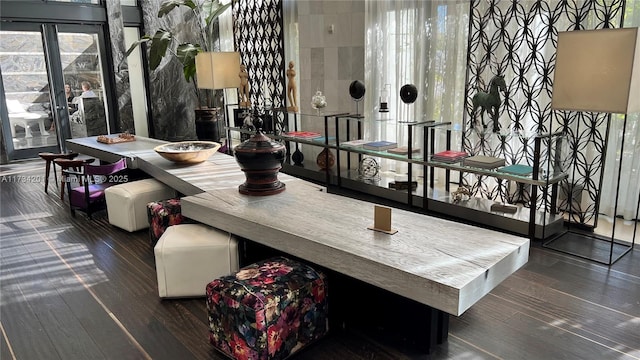 dining room with dark hardwood / wood-style floors