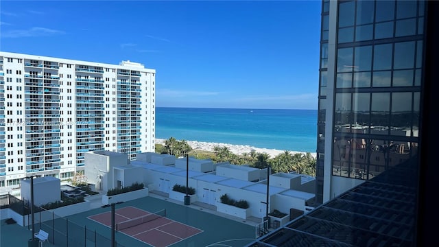 property view of water featuring a view of the beach