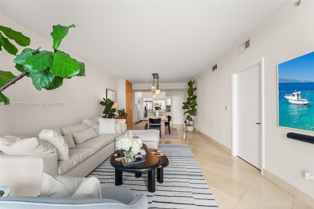 view of tiled living room