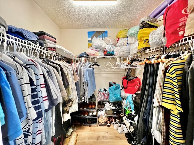 spacious closet featuring hardwood / wood-style flooring