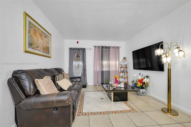 view of tiled living room