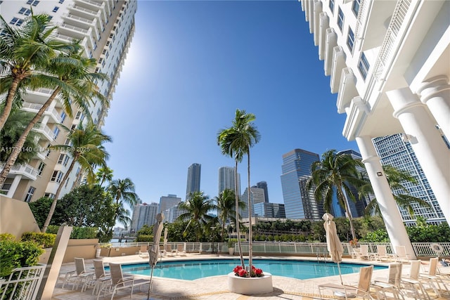 view of pool with a patio area