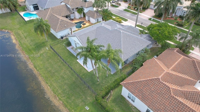 bird's eye view featuring a water view