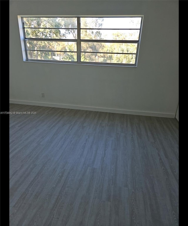 spare room with a wealth of natural light and dark hardwood / wood-style floors