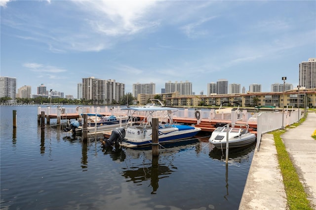 view of dock featuring a water view