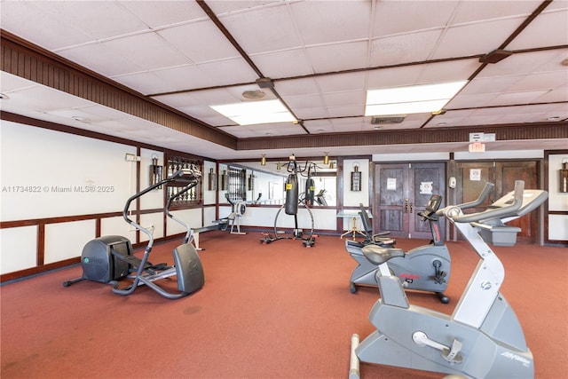 gym featuring carpet floors