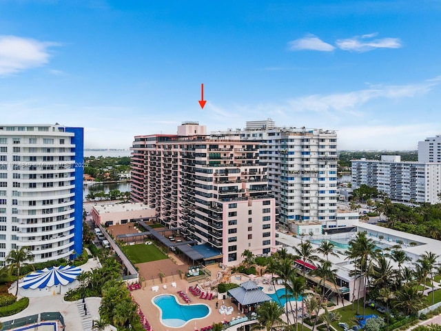 view of building exterior featuring a water view