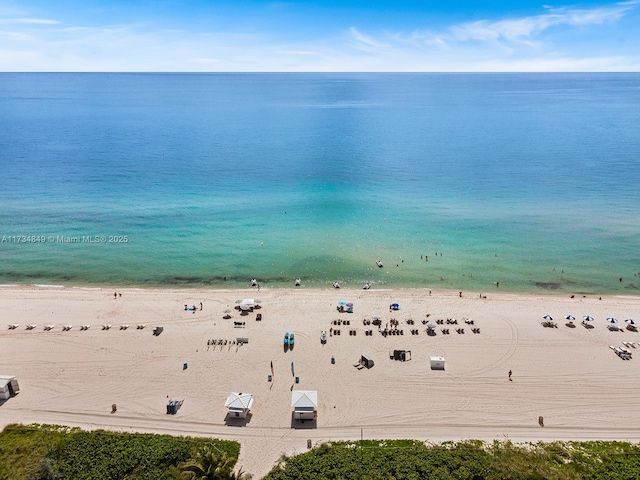 property view of water with a beach view