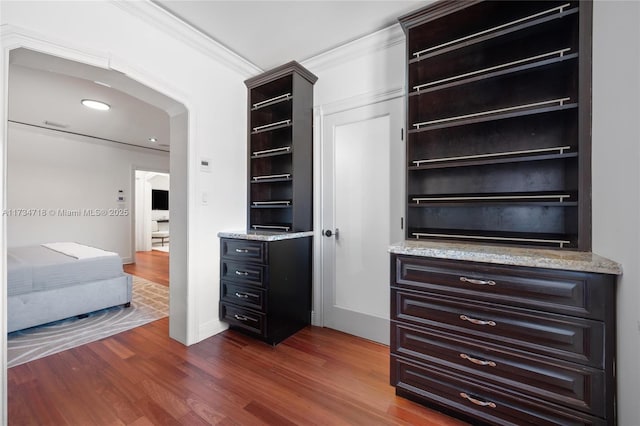 spacious closet featuring dark wood-type flooring