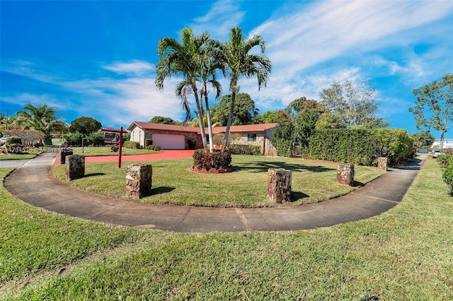 view of front facade featuring a garage and a front yard