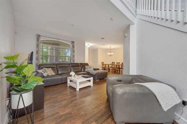 living room with dark wood-type flooring