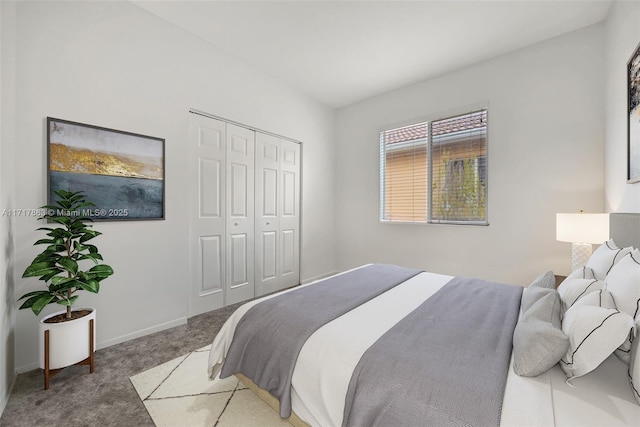 carpeted bedroom featuring a closet