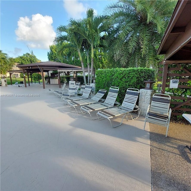 view of patio / terrace featuring a gazebo