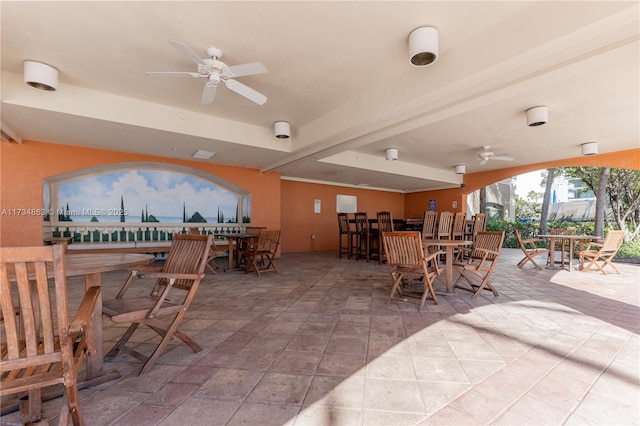 dining area with ceiling fan