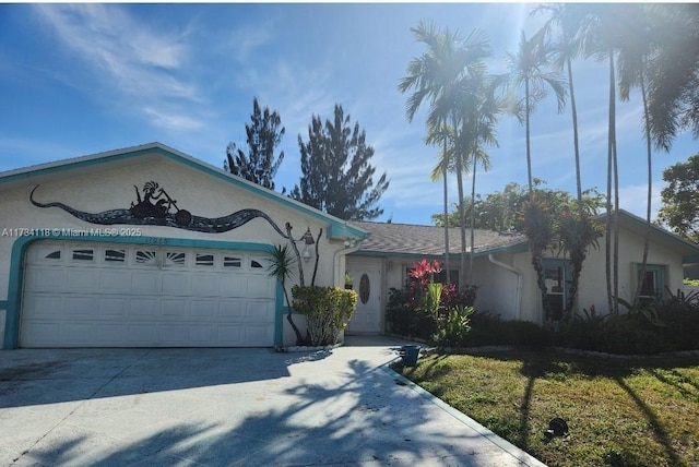 ranch-style home with a garage