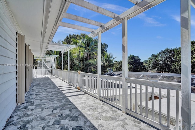 view of patio featuring a pergola