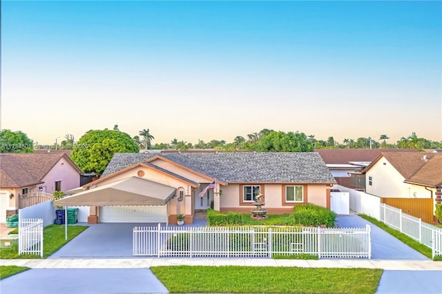 single story home featuring a garage