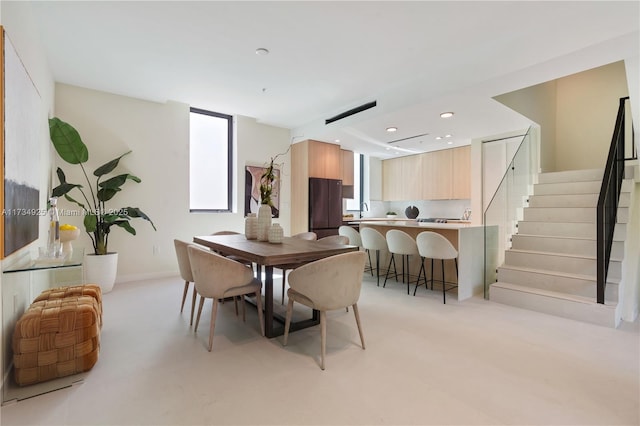 dining area featuring sink