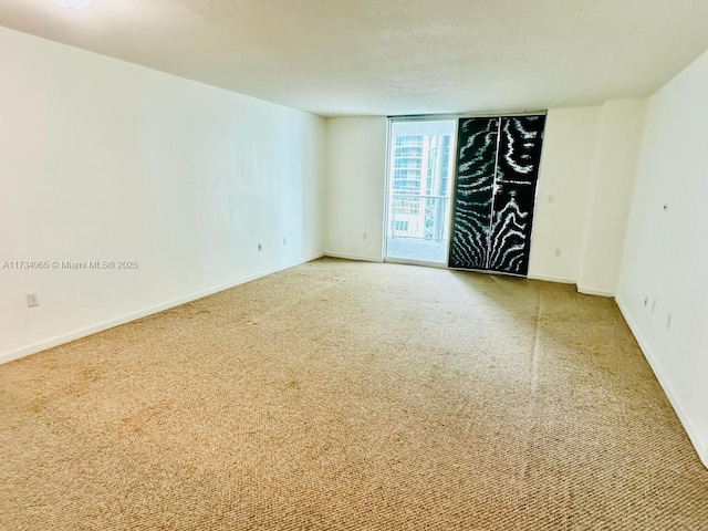 carpeted spare room with floor to ceiling windows